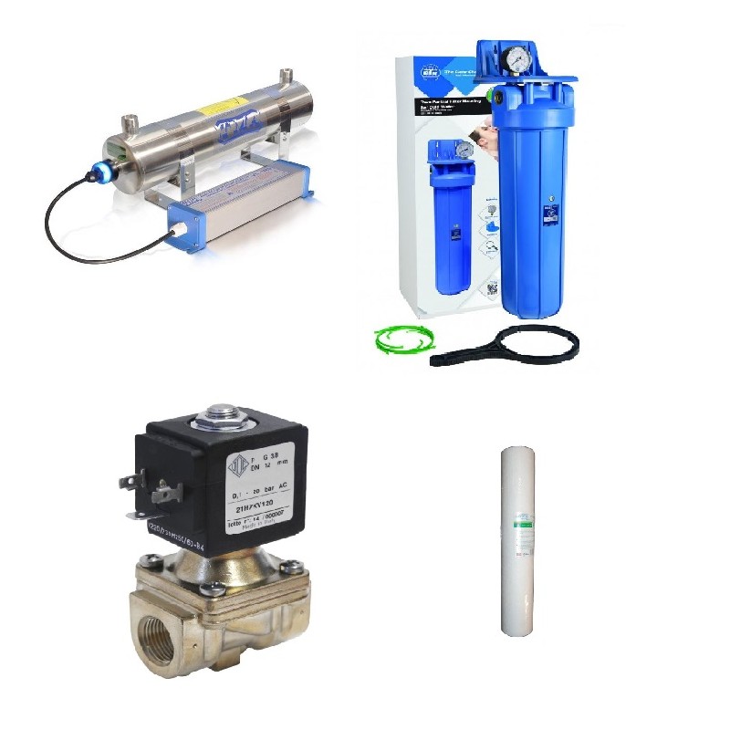 Lampa UV D6 + korpus BB20 z wkładem + elektrozawór