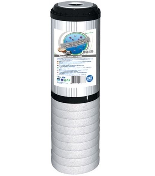 Wkład dwustopniowy polipropylenowo-węglowy 10 cali, FCCA-STO, Aquafilter